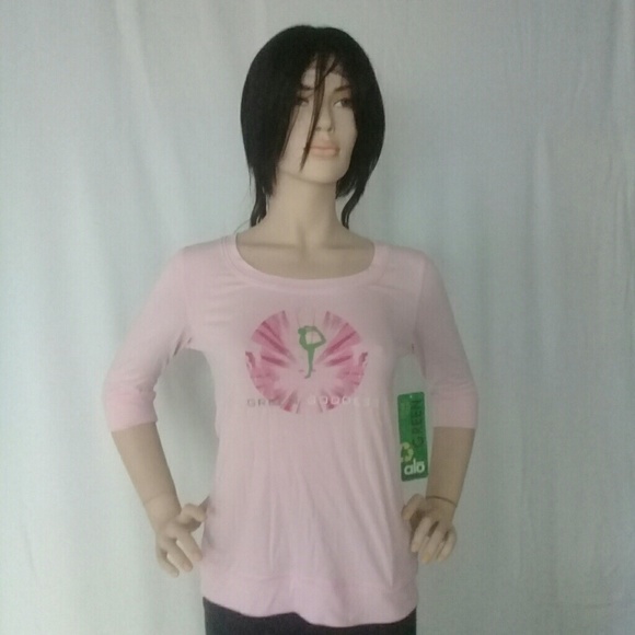 ALO BAMBOO T - SHIRT 3/4 SLEEVES  Powder Pink ALO - Picture 5 of 14